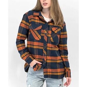 Empyre Jayden Blue & Rust Plaid Heavy Weight Flannel Shirt Women's Size XL